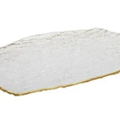 Flash Sale CD2528 Crushed Glass Oblong Tray with Gold Rim - 15"L x 9.5"W - cozylivehome.com | we sell a wide range of comfortable household items Giftware