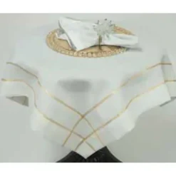 CHK-GOLD-72X126 LINEN LOOK GOLD OUTLINE TABLECLOTH - cozylivehome.com | we sell a wide range of comfortable household items^ Shop All