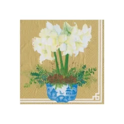 COCKTAIL NAPKINS POTTED AMARYLLIS GOLD - cozylivehome.com | we sell a wide range of comfortable household items^ Shop All