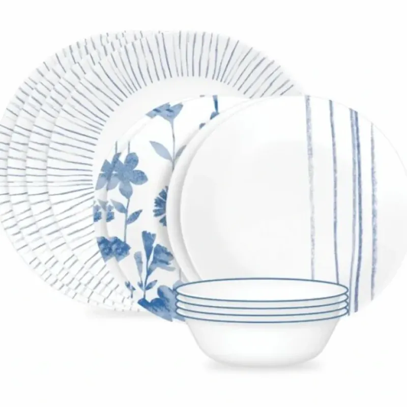 CORELLE MUGLESS RD. 12 pc SET BOTANICAL STRIPES - cozylivehome.com | we sell a wide range of comfortable household items^ Shop All