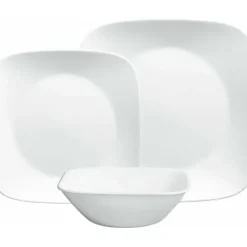 CORELLE SET 12pc SQ PURE WHITE - cozylivehome.com | we sell a wide range of comfortable household items^ Shop All