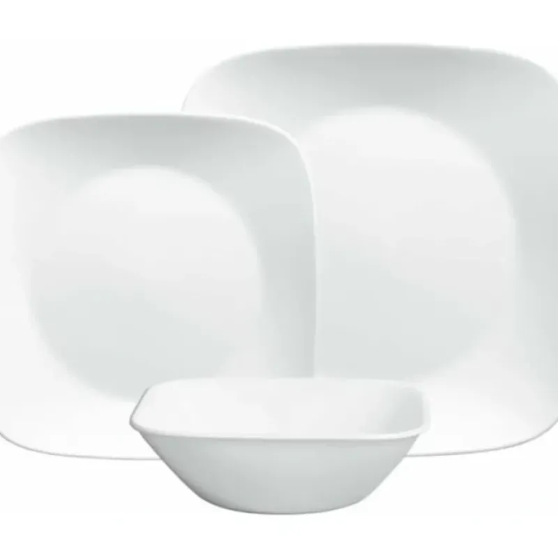 CORELLE SET 12pc SQ PURE WHITE - cozylivehome.com | we sell a wide range of comfortable household items^ Shop All