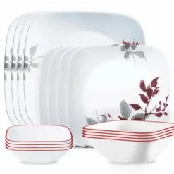 CORELLE SET SQUARE, KYOTO LEAVES Service For 4 - cozylivehome.com | we sell a wide range of comfortable household items^ Shop All