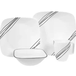 CORELLE SET SQUARE, SIMPLE SKETCH Service For 4 - cozylivehome.com | we sell a wide range of comfortable household items^ Shop All