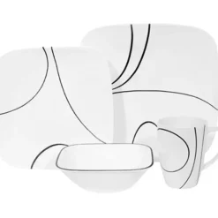 CORELLE SET SQUARE, SIMPLE LINES Service For 4 - cozylivehome.com | we sell a wide range of comfortable household items^ Shop All