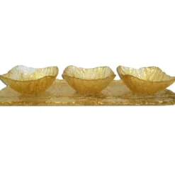 Cheap CR547 Beveled 3 Bowl Relish Dish-Gold-Tray 18.5"L, Bowls 4.75"D - cozylivehome.com | we sell a wide range of comfortable household items Giftware