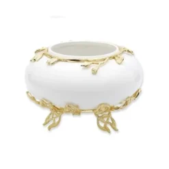 Outlet CRB2061W White Glass Bowl with Gold Detail - 10"D x 6"H - cozylivehome.com | we sell a wide range of comfortable household items Giftware