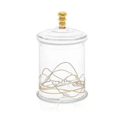 Cheap CSJG398 M- Glass Jar with Lid with Gold Swirl Design - cozylivehome.com | we sell a wide range of comfortable household items Giftware