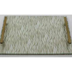 CT10 Lucite/Glass Challah Tray - Swirl Design Clear and Gold - cozylivehome.com | we sell a wide range of comfortable household items^ Shop All