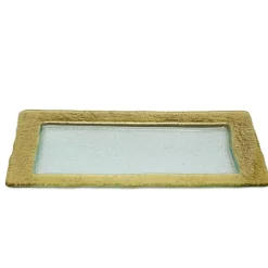 Online CT142G Glass Rectangular Tray with Gold Design- 10"W x 14.5"L - cozylivehome.com | we sell a wide range of comfortable household items Giftware