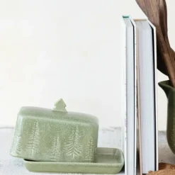 Debossed Stoneware Butter Dish w/ Trees - cozylivehome.com | we sell a wide range of comfortable household items^ Shop All