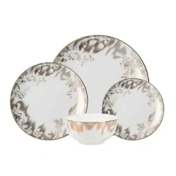 DIN-GB Gold Brocade Dinnerware - 16 PC/ Service For 4 - cozylivehome.com | we sell a wide range of comfortable household items^ Shop All