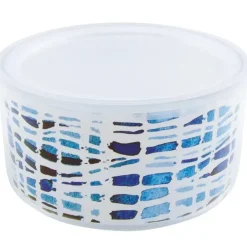 DOUBLE WALL INSULATED BOWL W/LID 22OZ INDIGO WAVY LINES - cozylivehome.com | we sell a wide range of comfortable household items^ Shop All
