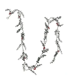 Faux Boxwood Garland w/ Red Berries, Frost Finish 76" - cozylivehome.com | we sell a wide range of comfortable household items^ Shop All