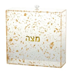 Flash Sale 1886-FG Matzah Box Lucite Sparkled Gold L- 8.25 inches W- 3 inches H- 8.25 inches - cozylivehome.com | we sell a wide range of comfortable household items Giftware