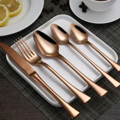 FSLM-1829-G TAJ Fishtail Flatware Matte Gold Service For 4 - cozylivehome.com | we sell a wide range of comfortable household items^ Shop All