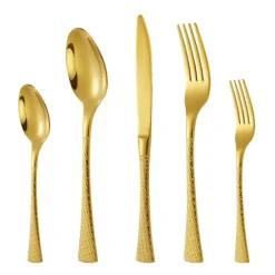 FSLM-1835G TAJ Hammered Flatware Gold Service For 4 - cozylivehome.com | we sell a wide range of comfortable household items^ Shop All