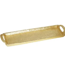 New GD2542 Textured Gold Oblong Tray with Handles - 17.25"L x - cozylivehome.com | we sell a wide range of comfortable household items Giftware