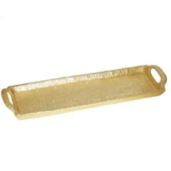 Store GD2543 Textured Gold Oblong Tray with Handles - 14"L x 4.25"W - cozylivehome.com | we sell a wide range of comfortable household items Giftware