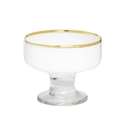 Best GDG2973W White Dessert Cups with Clear Stem and Gold Rim - cozylivehome.com | we sell a wide range of comfortable household items Giftware