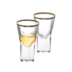 Outlet GLG1054 Pebble Glass Liquor Glasses with Gold Rim - cozylivehome.com | we sell a wide range of comfortable household items Giftware