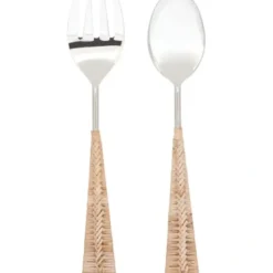 Glossy Steel Rattan Salad Servers Set - cozylivehome.com | we sell a wide range of comfortable household items^ Shop All