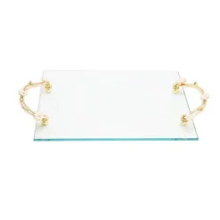 GT2495 Glass Tray with Jewel Flower Handles - cozylivehome.com | we sell a wide range of comfortable household items^ Shop All