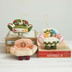 Sale Handmade Wool Felt Chair Ornament w/ Applique & Embroidery - cozylivehome.com | we sell a wide range of comfortable household items Ornament