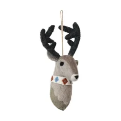 Best Sale Handmade Wool Felt Reindeer Head Ornament w/ Embroidery - cozylivehome.com | we sell a wide range of comfortable household items Ornament