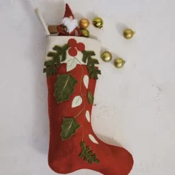 Handmade Wool Felt Stocking w/ Applique & Embroidery - cozylivehome.com | we sell a wide range of comfortable household items^ Shop All