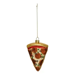 Online Hand-Painted Glass Pizza Slice Ornament w/ Glitter - cozylivehome.com | we sell a wide range of comfortable household items Ornament