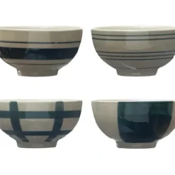 Hand-Painted Stoneware Bowl w/ Blue Pattern 4.5” - cozylivehome.com | we sell a wide range of comfortable household items^ Shop All