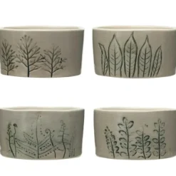 Hand-Painted Stoneware Bowl w/ Botanicals 3 3/4" - cozylivehome.com | we sell a wide range of comfortable household items^ Shop All