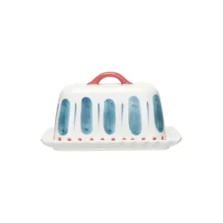 Hand-Painted Stoneware Butter Dish w/ Handle & Scalloped Edge - cozylivehome.com | we sell a wide range of comfortable household items^ Shop All