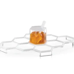 HCST-WHT Honeycomb Tabletop Simanim Tray- White Marble Lucite - cozylivehome.com | we sell a wide range of comfortable household items^ Shop All