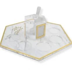 HD30 Simonim Tray With Hexagone Honey Dish on Lazy Susan - Marble - cozylivehome.com | we sell a wide range of comfortable household items^ Shop All