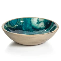 Hot IN-6870 Seychelles Mango Wood Bowl - Paint Splash Blue - cozylivehome.com | we sell a wide range of comfortable household items Giftware
