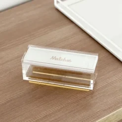 J-AML-GD Lucite & Leatherette Matches Box with Text Design - cozylivehome.com | we sell a wide range of comfortable household items^ Shop All