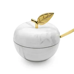 J-HDAM-WM-GD HONEY DISH APPLE SHAPED METAL WHITE MARB - cozylivehome.com | we sell a wide range of comfortable household items^ Shop All
