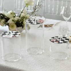 Hot J-JKLS-CBLK Lucite Cookie Jars with Black Chic Checkered Lids Small - cozylivehome.com | we sell a wide range of comfortable household items Giftware