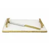 JKGC21 Rectangular White Marble Challah Tray with Embossed Gold Handles-15"L x 10"W - cozylivehome.com | we sell a wide range of comfortable household items^ Shop All
