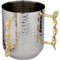 J-WCGTS-AS Stainless Steel Hammered Wash Cup with Spiralized Handles - cozylivehome.com | we sell a wide range of comfortable household items^ Shop All
