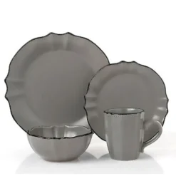 LH540 Scalloped Slate Gray Dinnerware Service For 4 - cozylivehome.com | we sell a wide range of comfortable household items^ Shop All