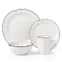 LH536 Scalloped White Dinnerware Service For 4 - cozylivehome.com | we sell a wide range of comfortable household items^ Shop All