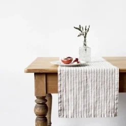 LINEN TABLE RUNNER 16"X79" NATURAL WHITE STRIPES - cozylivehome.com | we sell a wide range of comfortable household items^ Shop All