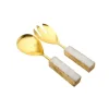 Store MCS043 Set of 2 Gold Salad Servers with Agate StoneHandle - 10" L - cozylivehome.com | we sell a wide range of comfortable household items Giftware