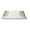 Best MCT381 White Marble Challah tray with Gold Handles- 16"L x 11"W - cozylivehome.com | we sell a wide range of comfortable household items Shop All