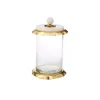 Online MGJ874 Medium Glass Canister with Marble and Gold Lid - 4.75" D x 6.25" H - cozylivehome.com | we sell a wide range of comfortable household items Giftware