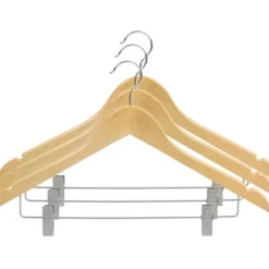 Best Sale Natural Wood Hanger w/ Clips Set/3 - cozylivehome.com | we sell a wide range of comfortable household items Shop All