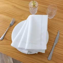 Outlet NPK-HS White Hemstitch Trim Design Set Of 4 - cozylivehome.com | we sell a wide range of comfortable household items Shop All